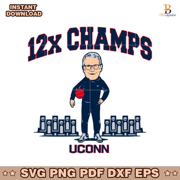 Geno Auriemma 12X Champ Uconn Womens Basketball SVG