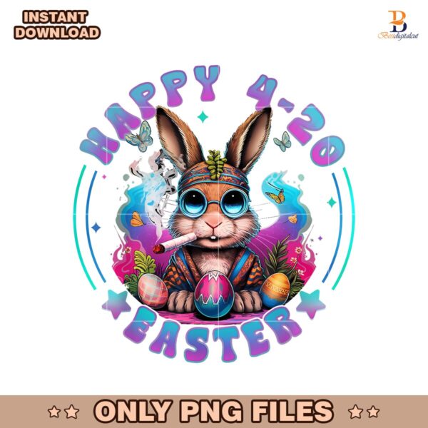 Happy 420 Easter Day Bunny Smoking Weed Marijuana Png
