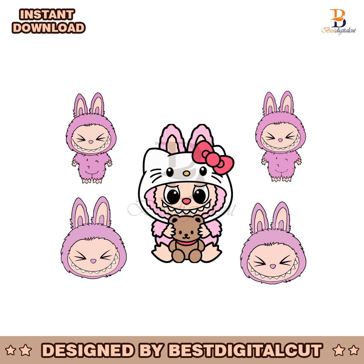 Hello Kitty Labubu Svg Bundle Instant Download