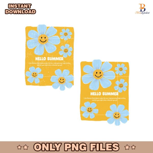 Hello Summer Retro Floral Crayon Vibes PNG