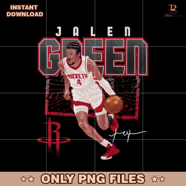 Jalen Green Houston Rockets Shattered Signature PNG