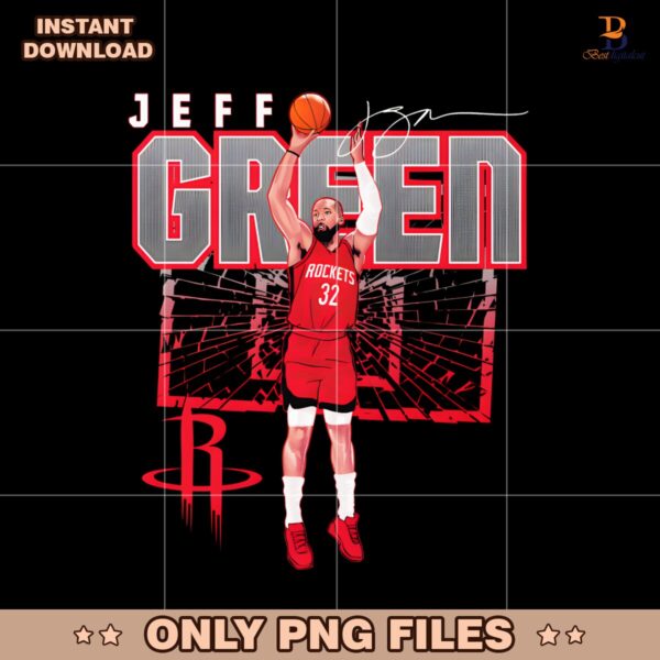 Jeff Green Houston Rockets Shattered Signature PNG