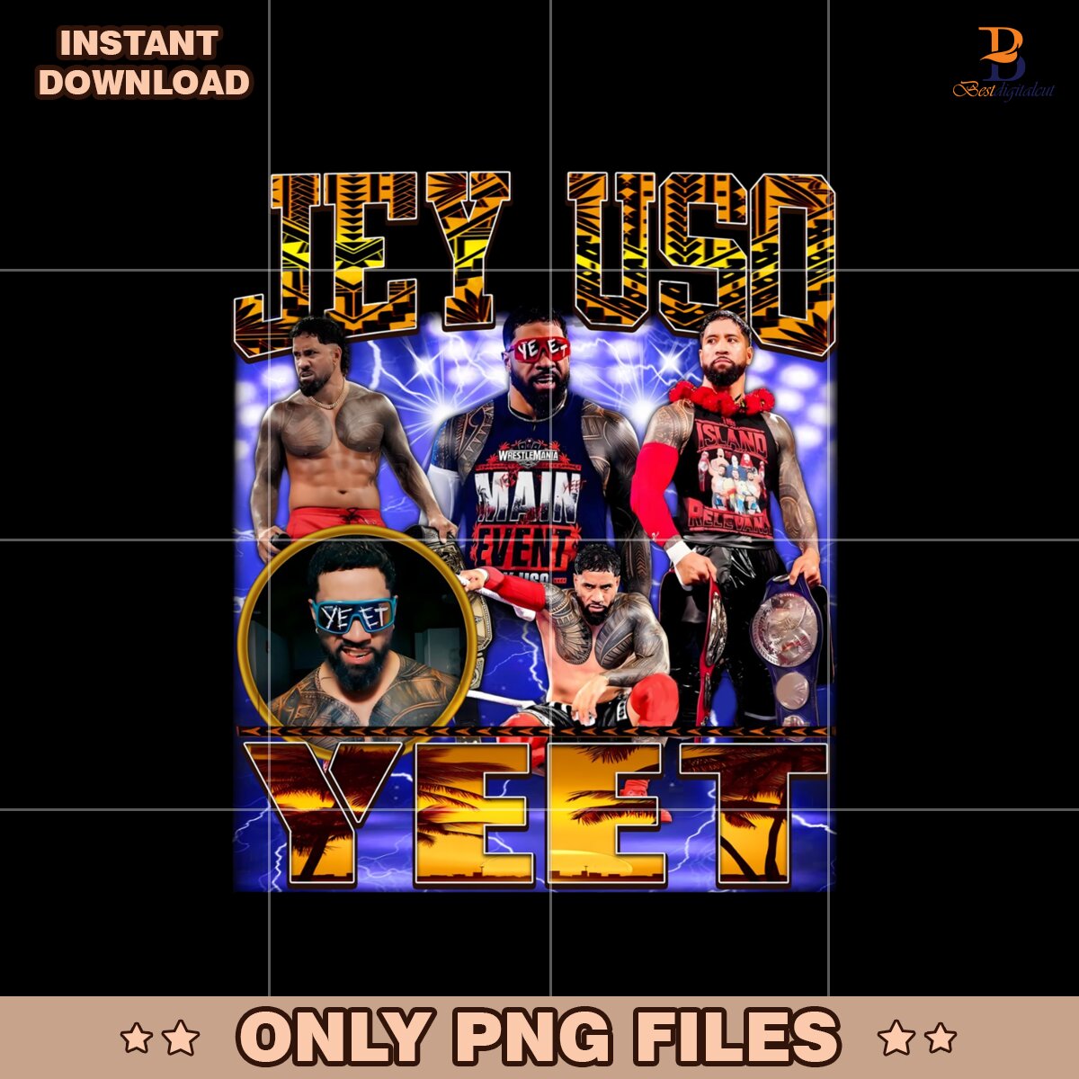 Jey Uso Yeet Wrestler Png Sublimation Design