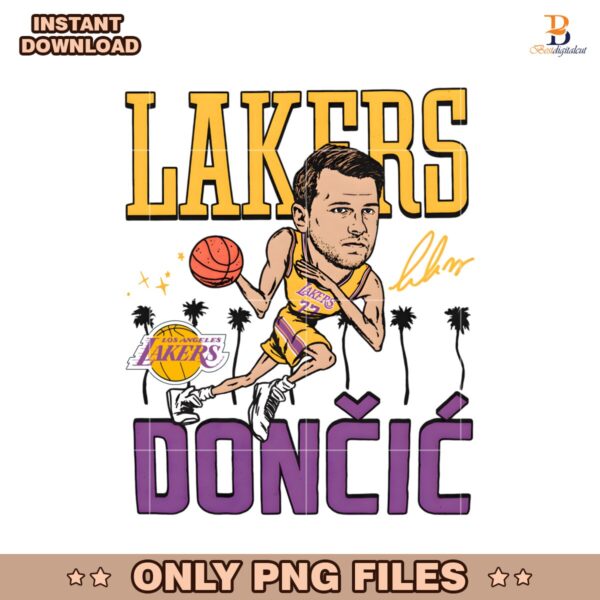 Lakers Doncic Dribble Palms Caricature PNG