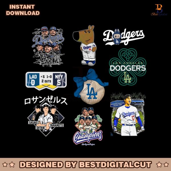 Los Angeles Dodgers Ohtani Baseball Bow Png Bundle