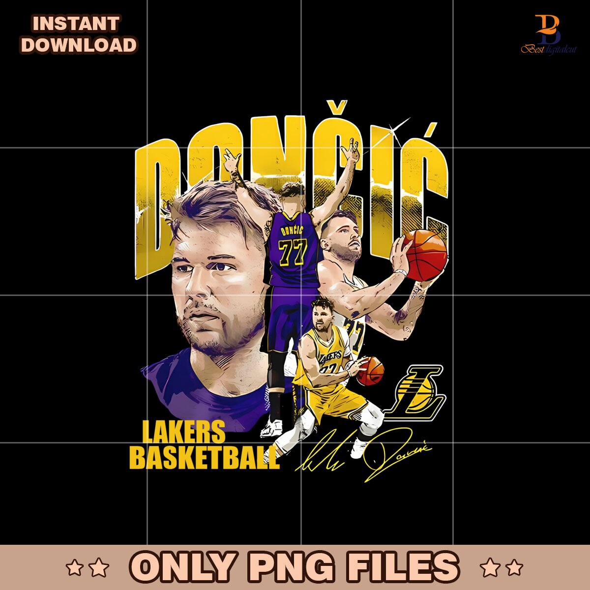 Luka Doncic Los Angeles Lakers Basketball Signature Png