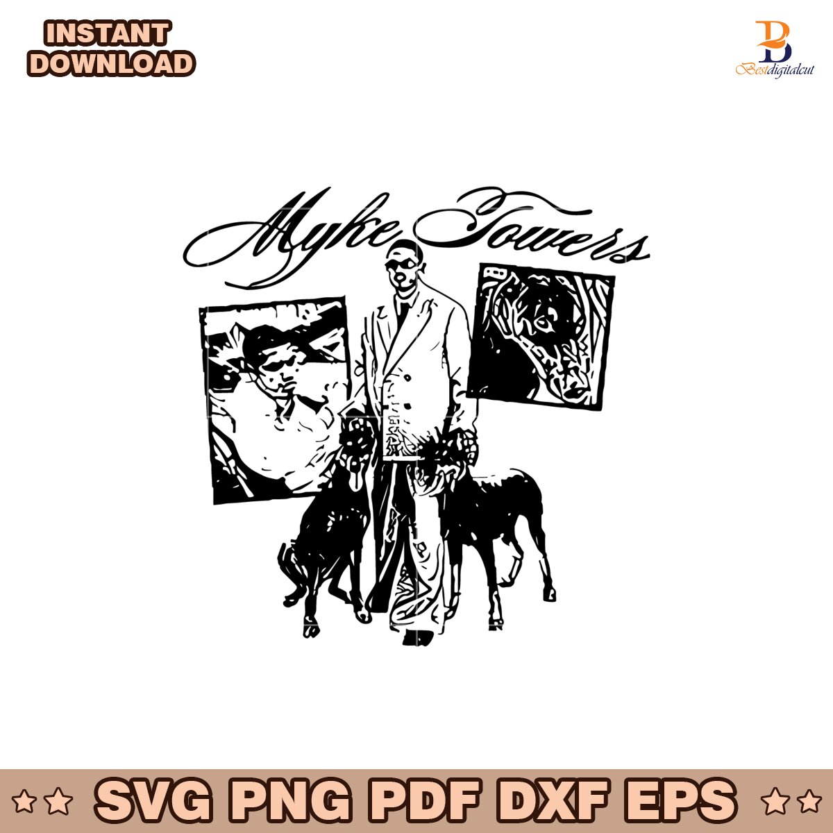 Lyke Miike Myke Towers With His Dogs Svg