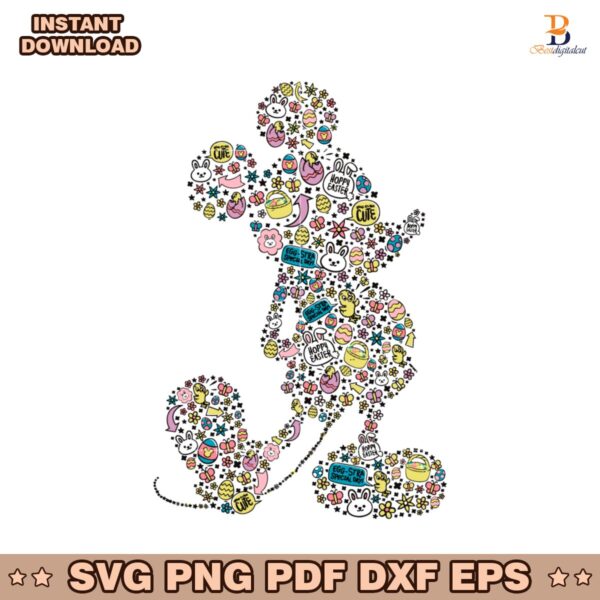 Mickey Mouse Happy Easter Cartoon SVG