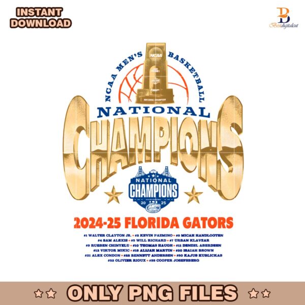 National Champions 2024 25 Florida Gators Basketball PNG
