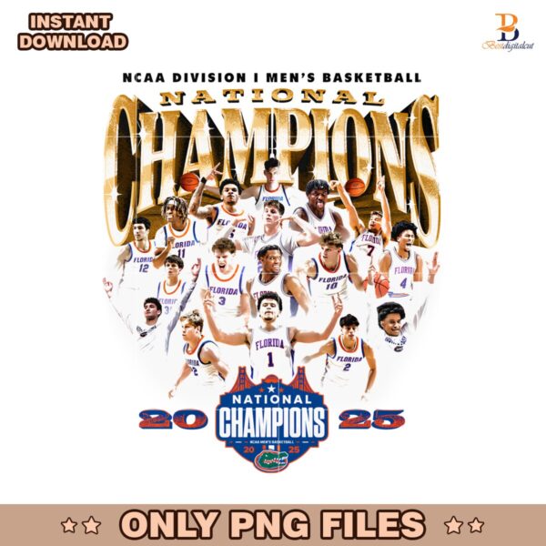 National Champions 2025 Florida Gators Basketball Players PNG
