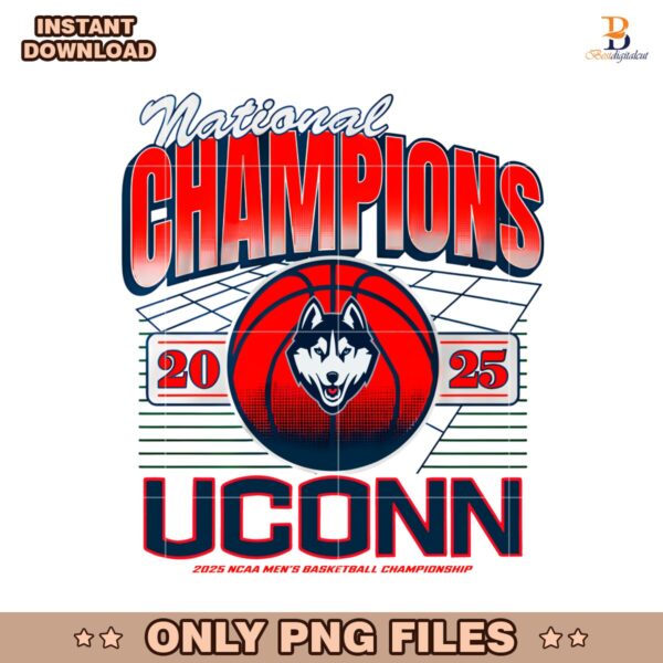 National Champions 2025 Uconn Basketball Grid PNG