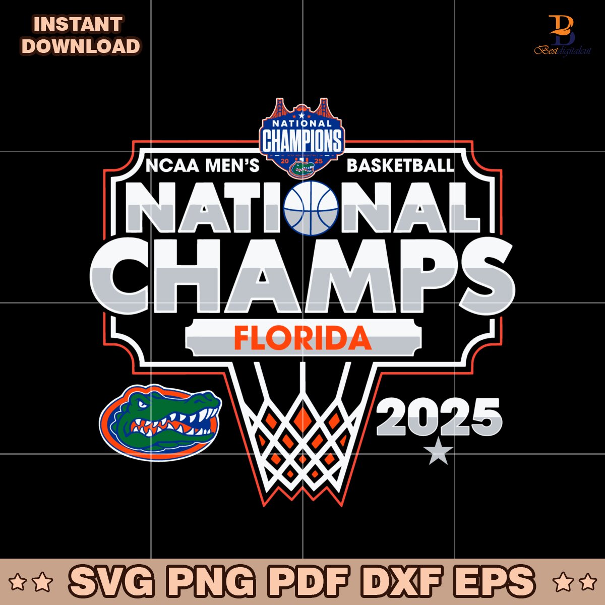 Ncaa Mens Basketball National Champions Florida 2025 SVG