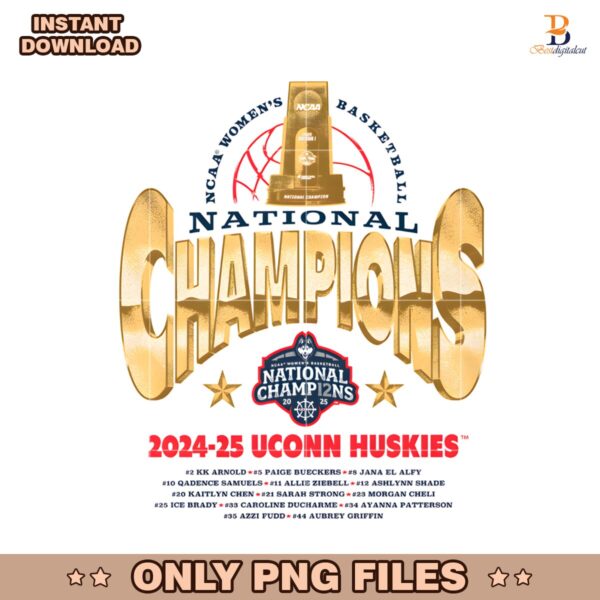 Ncaa National Champions 2024 25 Unconn Huskies PNG