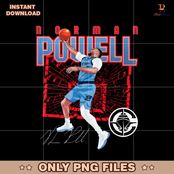 Norman Powell Los Angeles Clippers Shattered Signature PNG