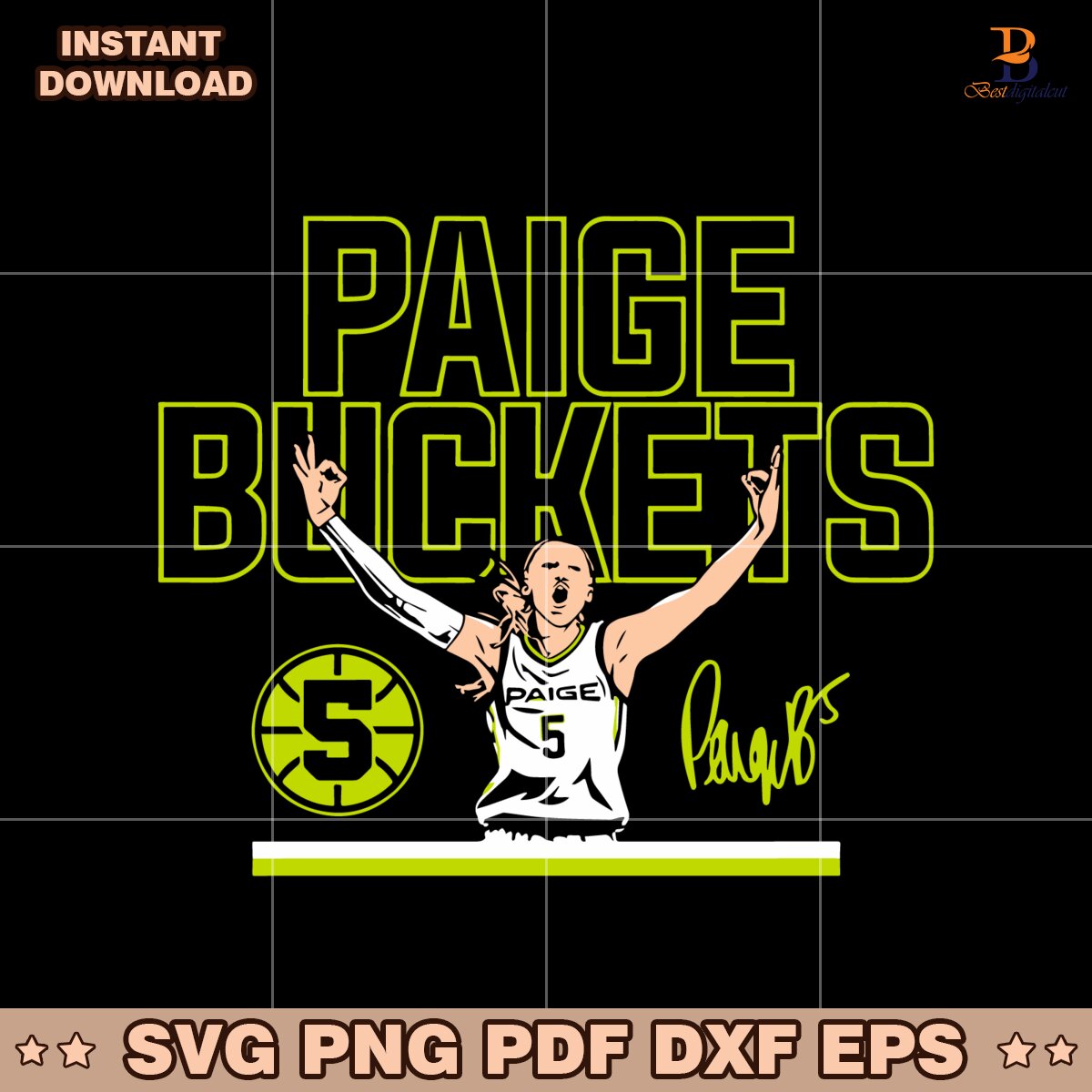 Paige Bueckers Buckets Stripe 5 Signature Dallas Wings SVG