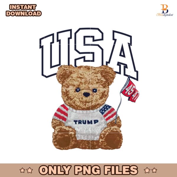 Patriotic USA Bear Trump 45 47 President PNG