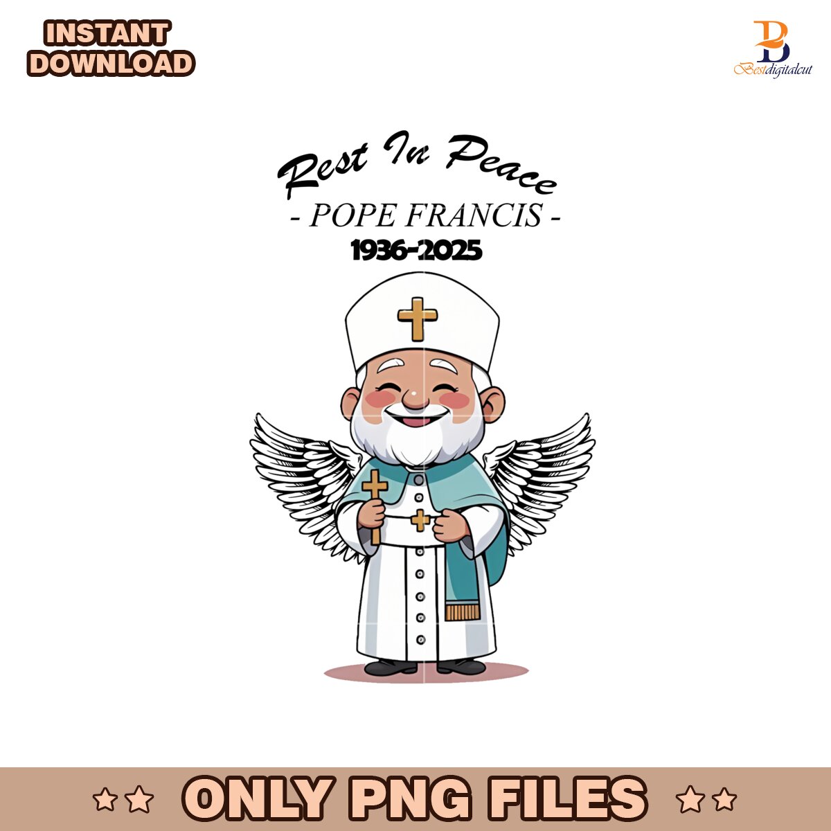 Pope Francis Rest In Peace 1936-2025 Png