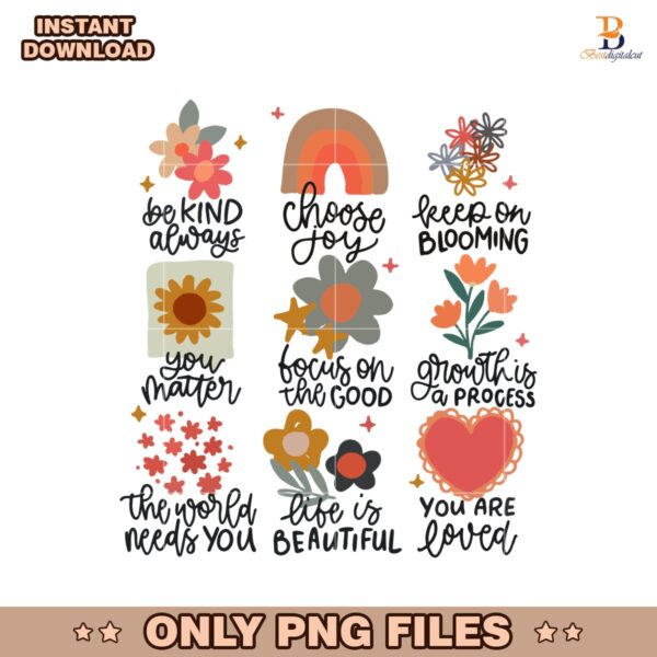 Positive Doodle Floral Flowers Affirmations Png