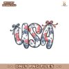Retro Floral Coquette Bow Usa Patriotic Png