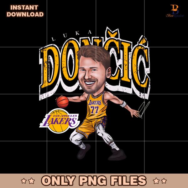Retro Luka Doncic Los Angeles Lakers Cartoon PNG