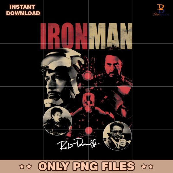 Retro Marvel Iron Man Robert Downey Jr Signature PNG