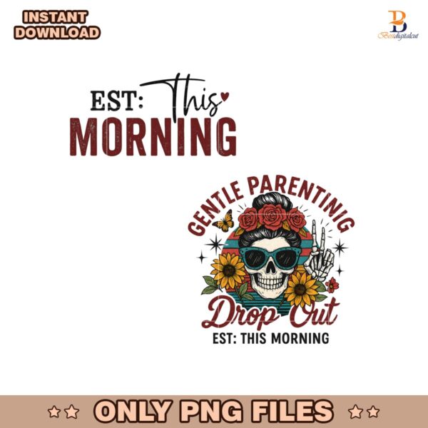 Retro Skull Mom Life Boho Floral PNG