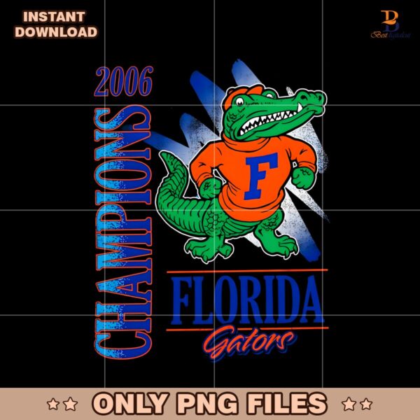 Retro Vintage 2006 Florida Gators Champions Mascot PNG