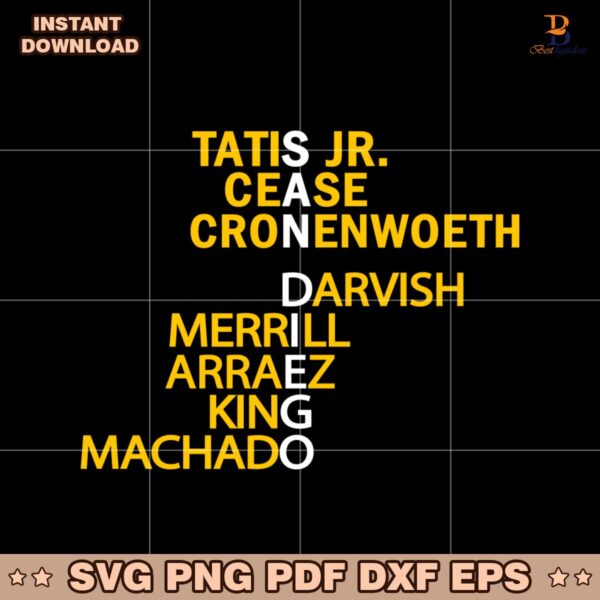San Diego Padres Baseball Player Names 2025 SVG