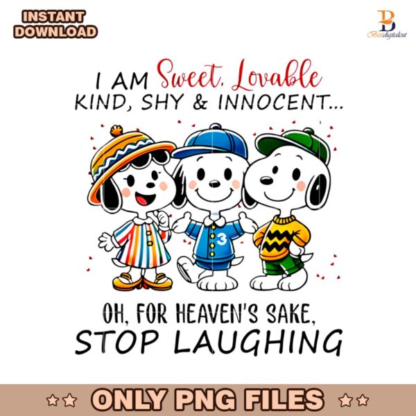 Snoopy I Am Sweet Lovable Kind Shy And Innocent PNG