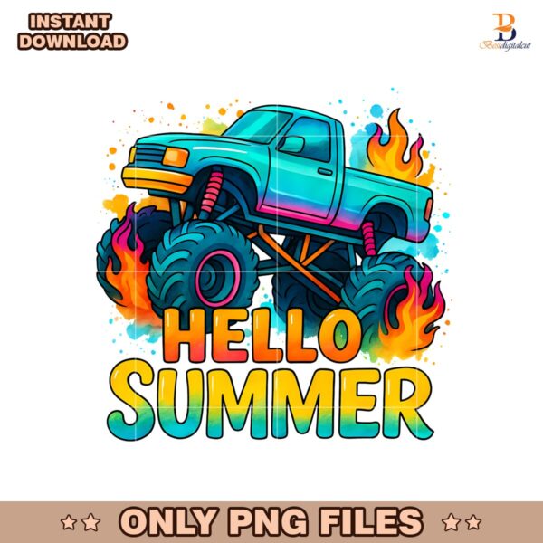 Summer Monster Truck Sublimation Vibes Salty PNG