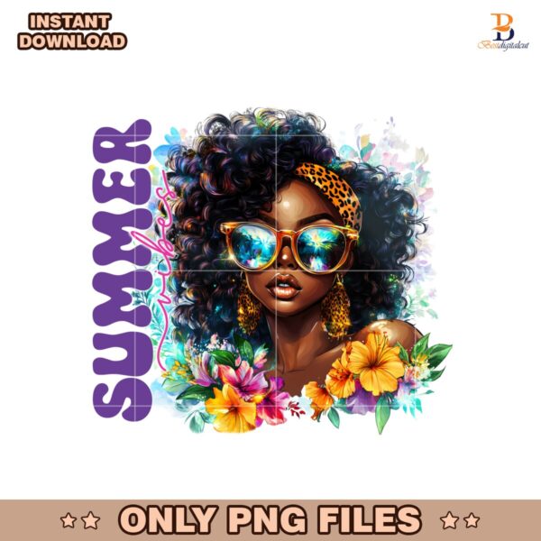 Summer Vibes Black Woman Beautiful Queen Juneteenth  PNG