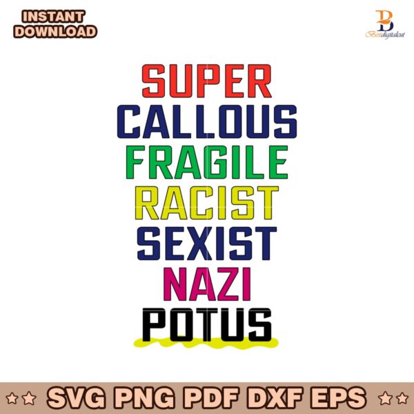 Super Callous Fascist Racist Sexist Nazi Potus SVG