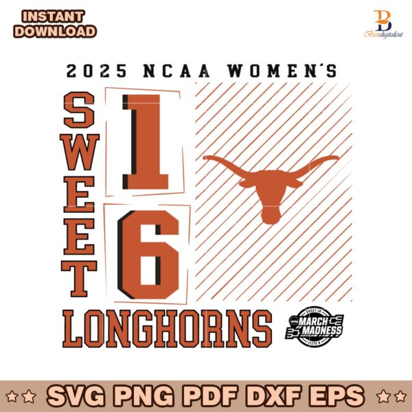 Texas Longhorns 2025 Ncaa March Madness Sweet 16 SVG