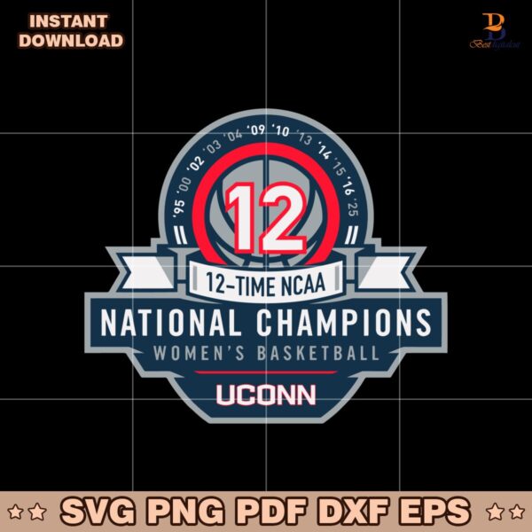 Uconn Basketball 12 Time Ncaa National Champions SVG