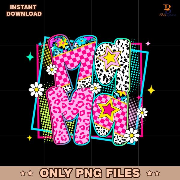 Vibrant Floral Mama Leopard And Daisy PNG