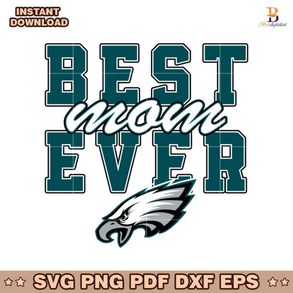 Vintage Best Mom Ever Philadelphia Eagles Football Stacked SVG