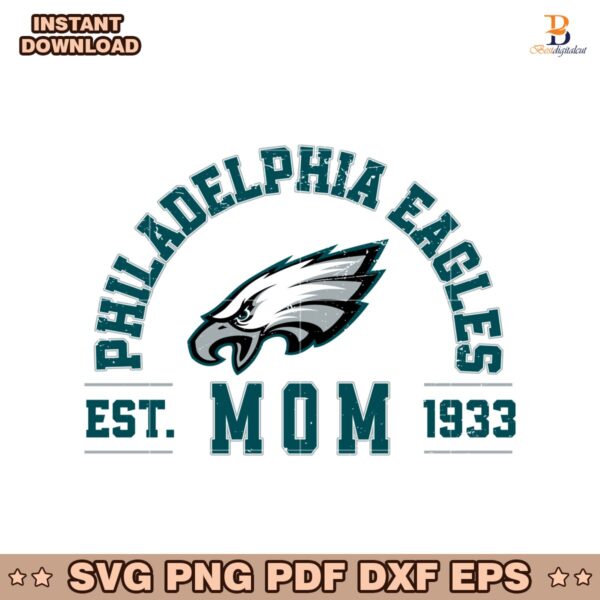 Vintage Philadelphia Eagles Football Mom Arched Est 1933 SVG