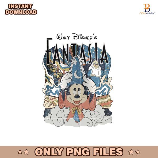 Vintage Walt Disney Fantasy Fantasia Sorcerer Mickey Png