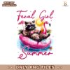 Watercolor Feral Girl Summer Raccoon Beach Vibes PNG