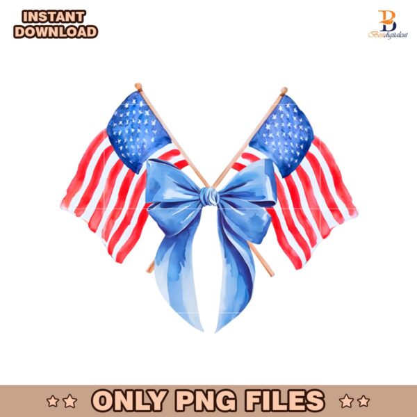 America Flag Girly Bow Coquette Usa 4Th Of July PNG