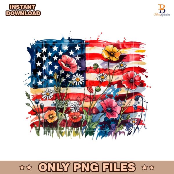 American Flag Floral Patriotic Wildflower Usa PNG