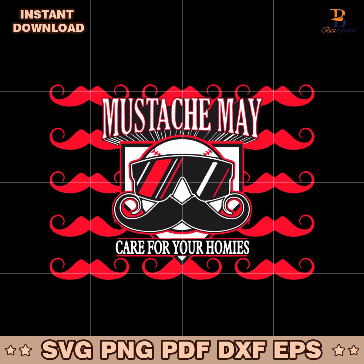 Cincinnati Mustache May 2025 Care For Your Homies SVG