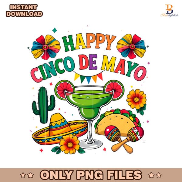 Colorful Happy Cinco De Mayo Fiesta Mexican Party PNG