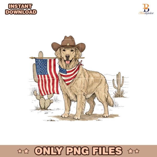 Cowboy Patriotic Dog Western 4Th Of July Usa Flag PNG