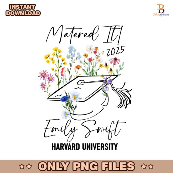 Custom Name Mastered It 2025 Wildflower Graduation PNG
