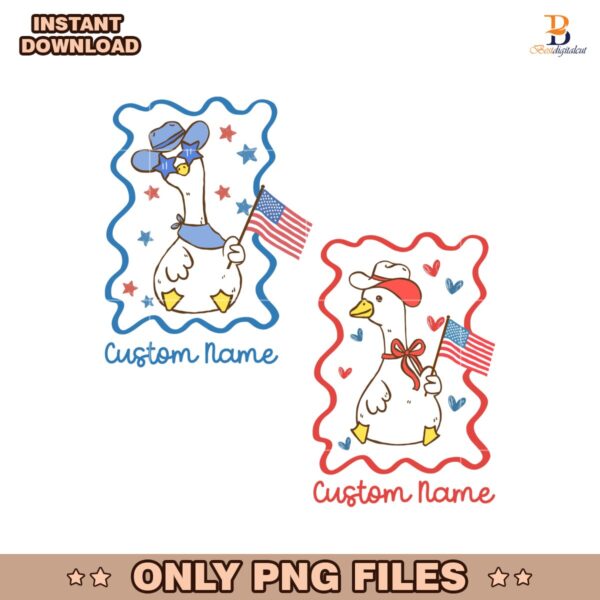 Custom Patriotic Goose 4Th Of July Matching Name Design PNG