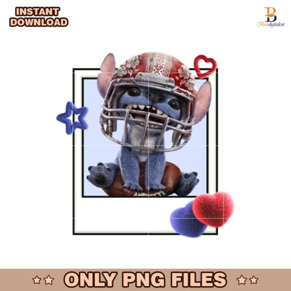 Cute Blue Alien Disney Stitch Football Polaroid PNG