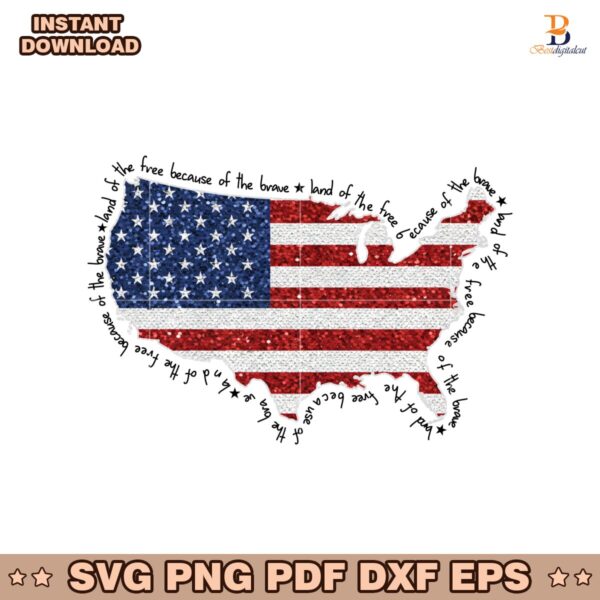 Faux Sequin America Map Land Of The Free PNG