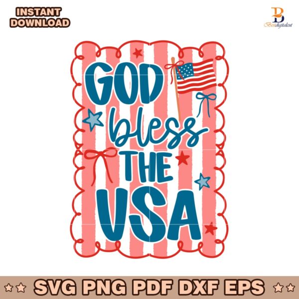 God Bless The Usa Patriotic Coquette America Flag SVG