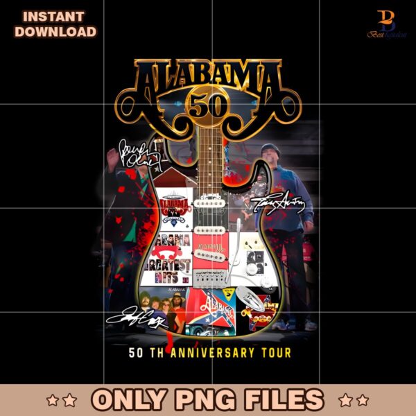 Guitar Alabama Band 50Th Anniversary Tour Signatures PNG